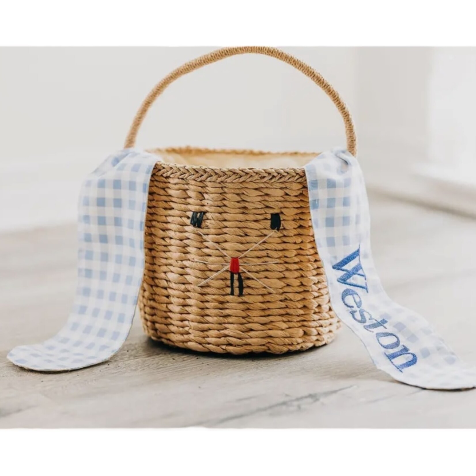 Gingham Easter Bunny Basket (Pink)
