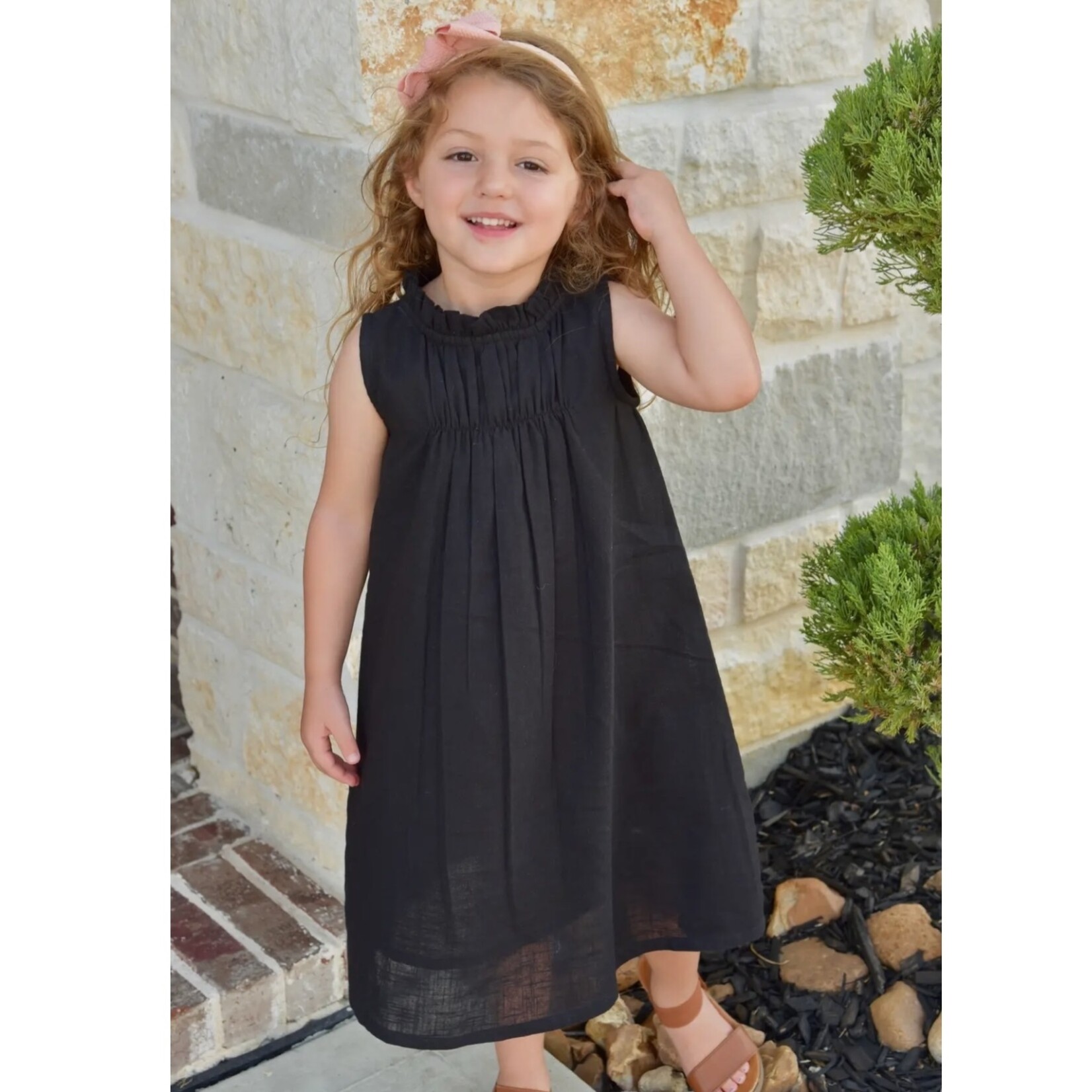 Yo Baby Black Gathered Neck Dress