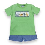 Three Sisters Safari Smocked Boy Short Set