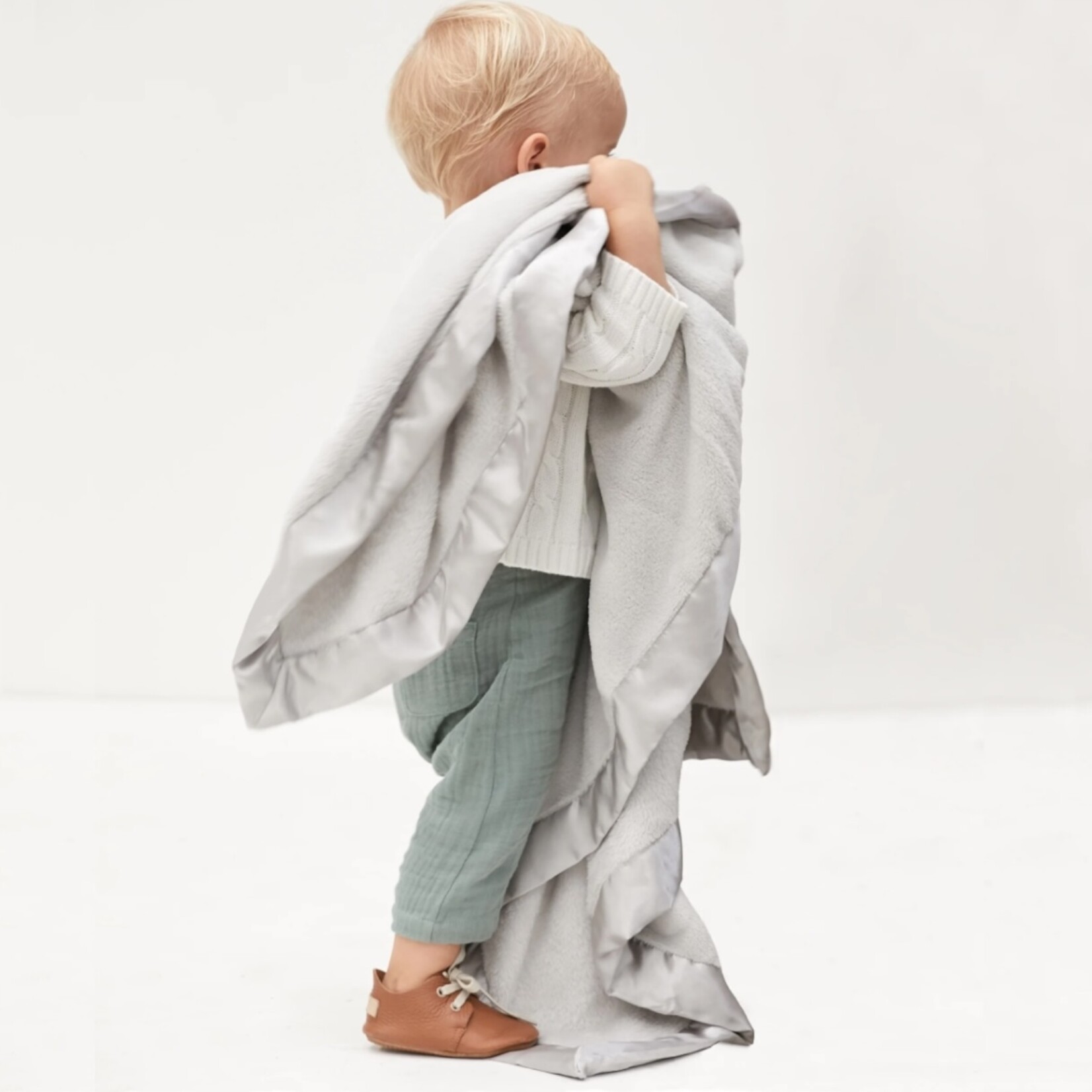 Elegant Baby Gray Fleece Stroller Blanket