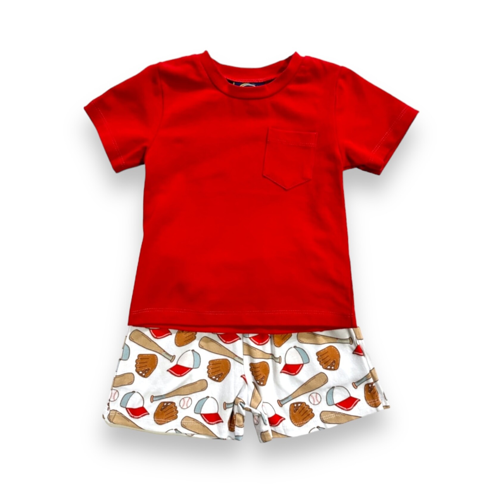Emma Jean Red Baseball Short Set