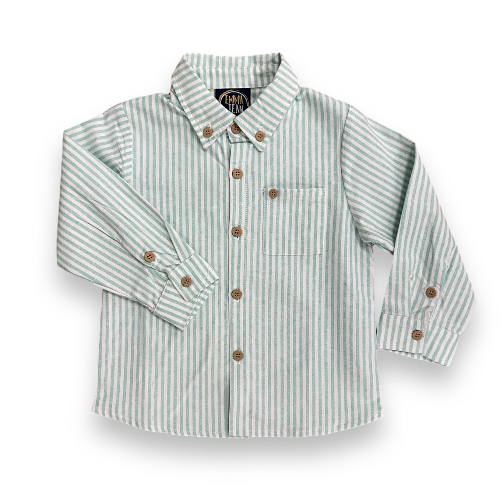 Emma Jean Green Stripe L/S Button Down