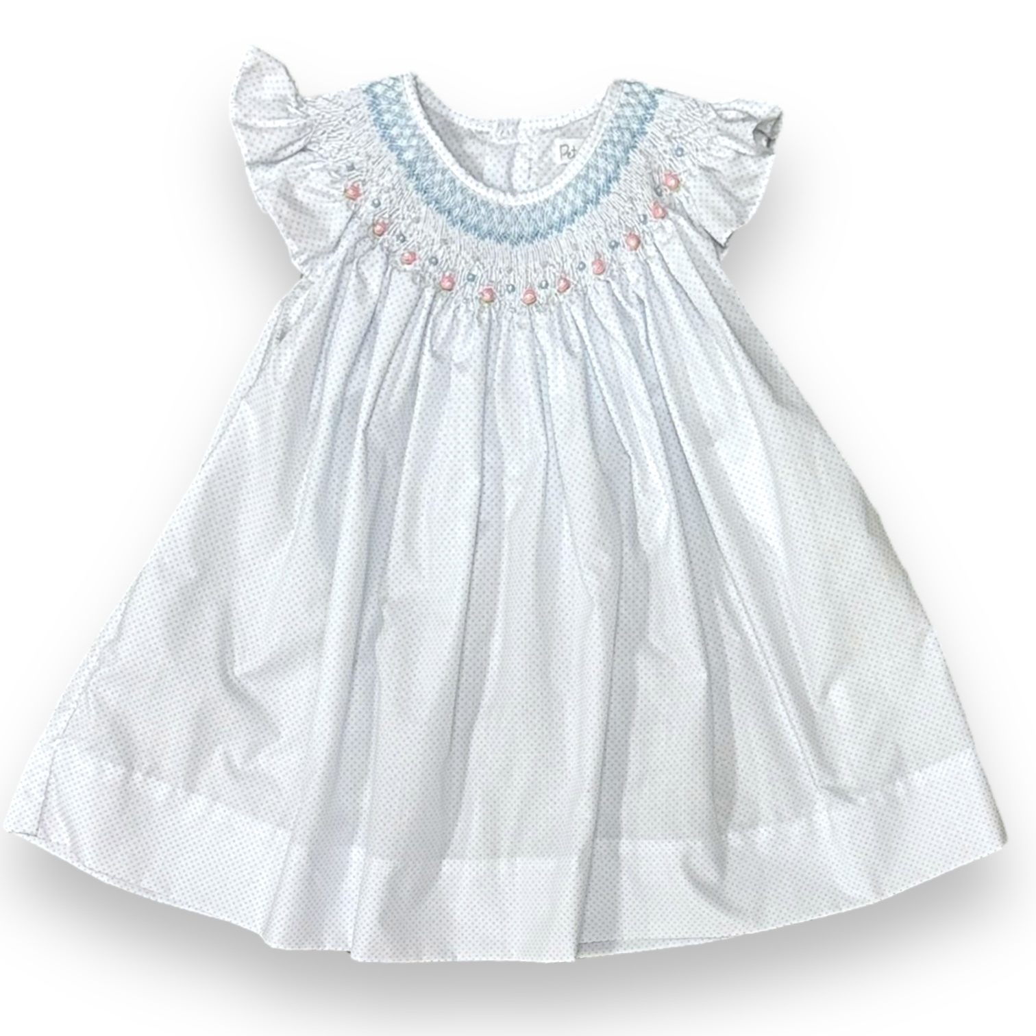 blue and white smocked dress Bless Your Heart Smocked Blue Dress 2T
