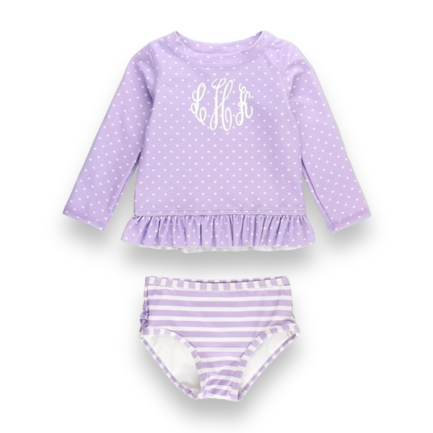 Ruffle Butts Lavender Heart Rash Guard 2-Piece Swim - Ruffle Me This