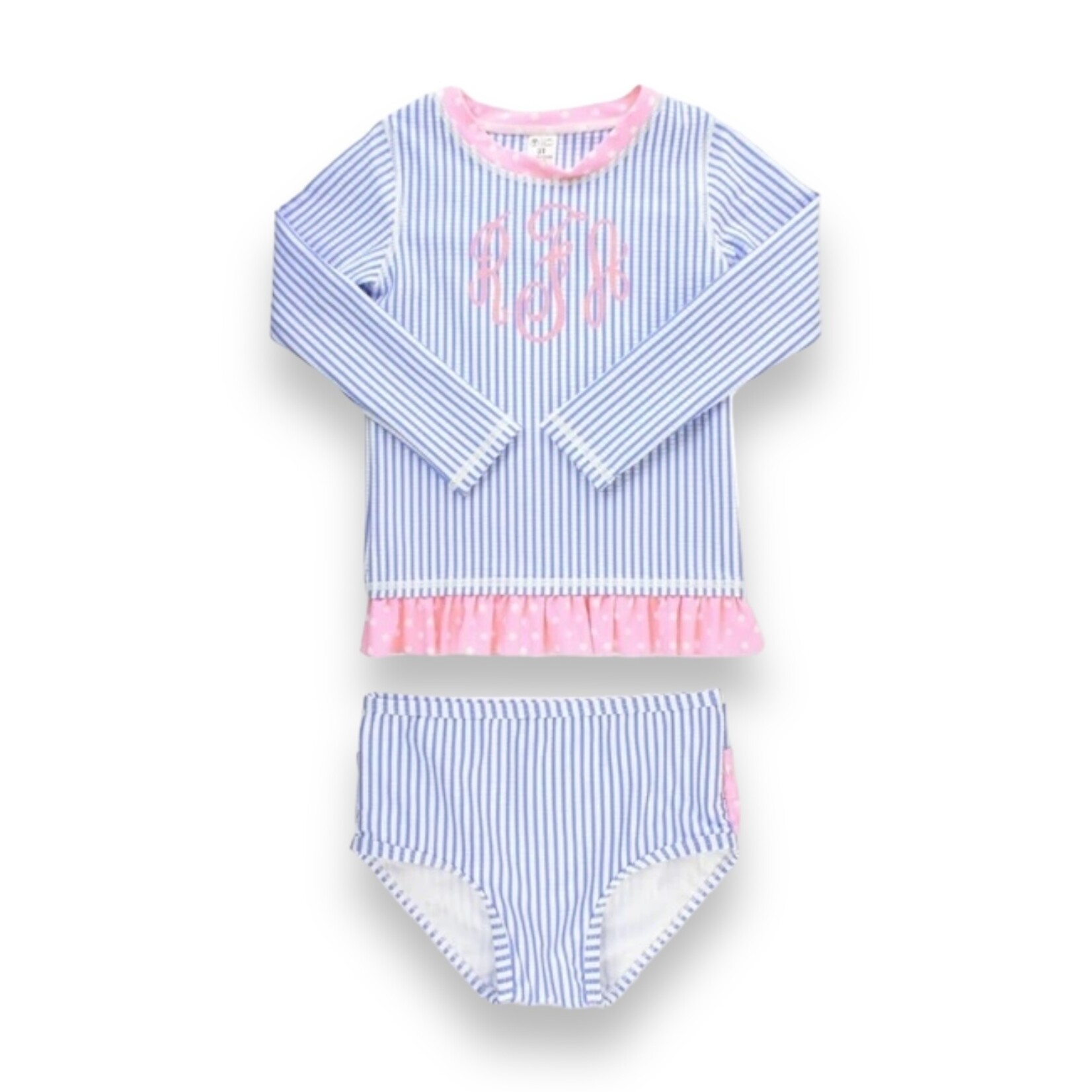 Ruffle Butts Periwinkle Blue Seersucker 2-Piece Swim
