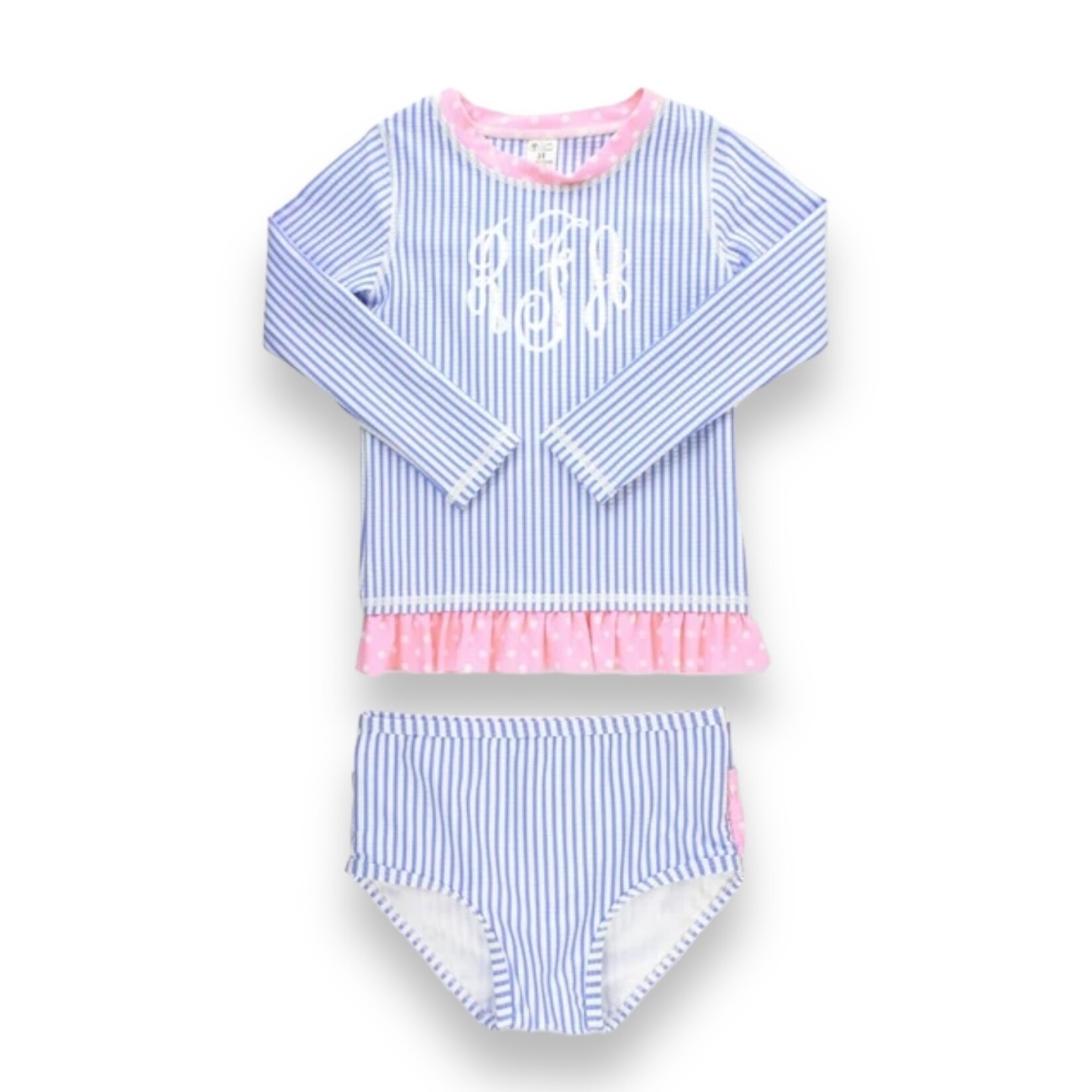 Ruffle Butts Periwinkle Blue Seersucker 2-Piece Swim