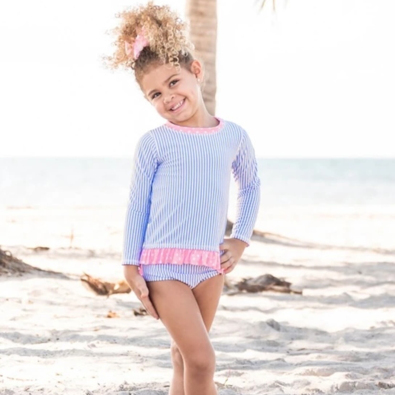 Ruffle Butts Periwinkle Blue Seersucker 2-Piece Swim
