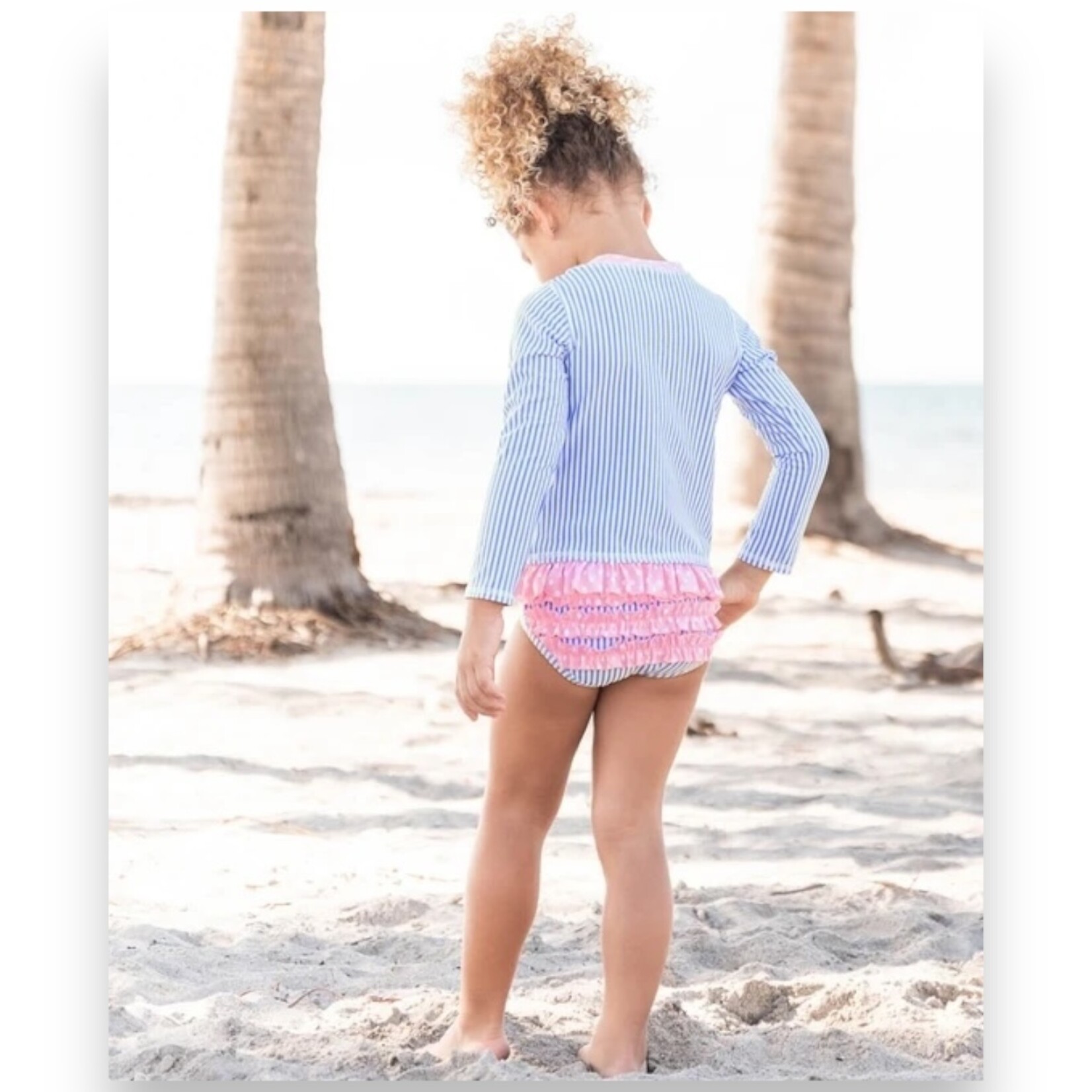 Ruffle Butts Periwinkle Blue Seersucker 2-Piece Swim