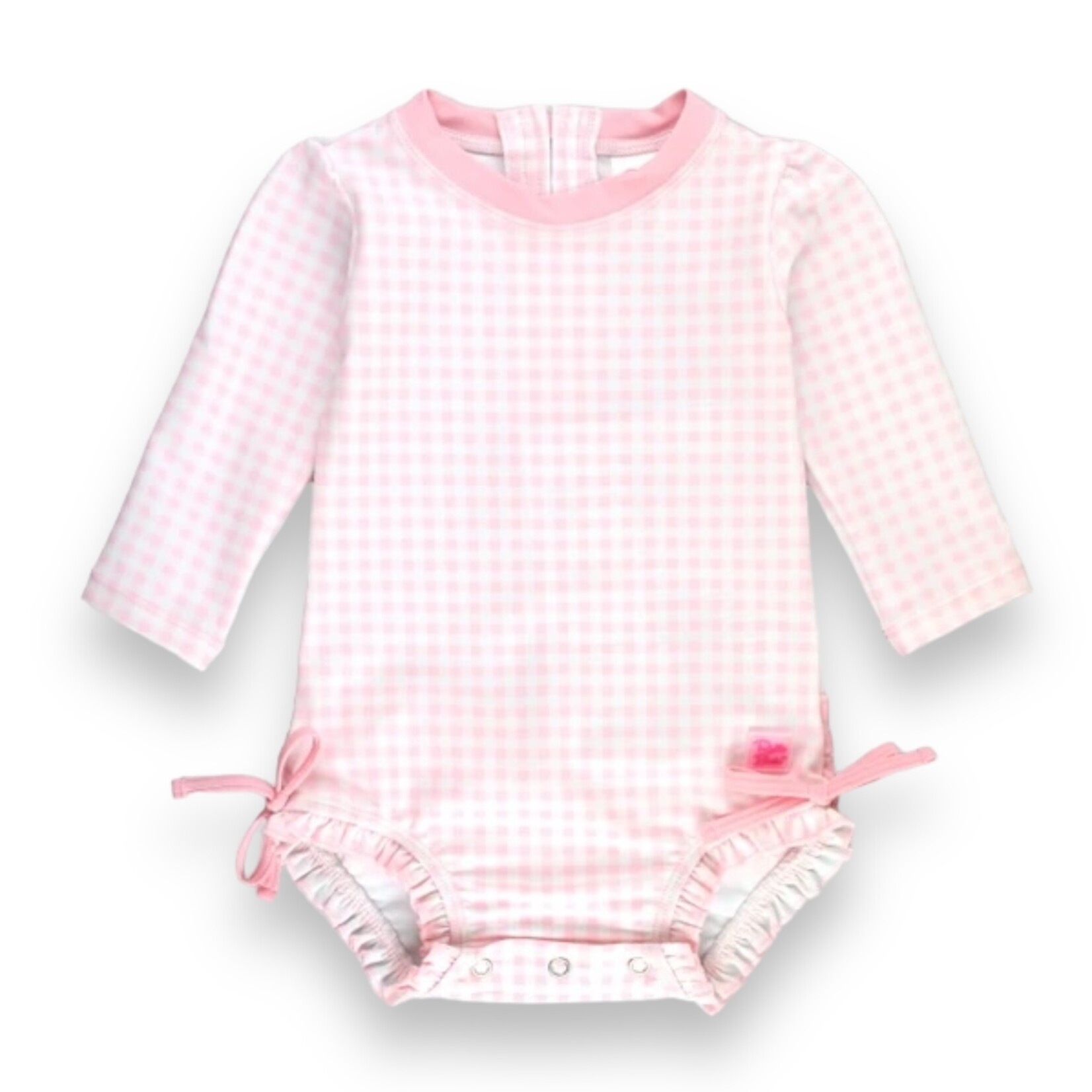 Ruffle Butts Pink Gingham One Piece Rash Guard Swim
