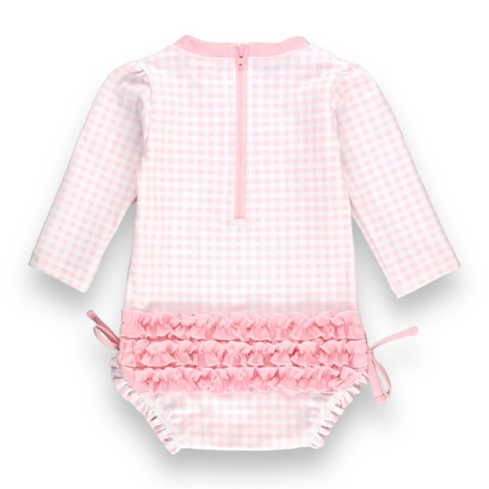 Ruffle Butts Pink Gingham One Piece Rash Guard Swim