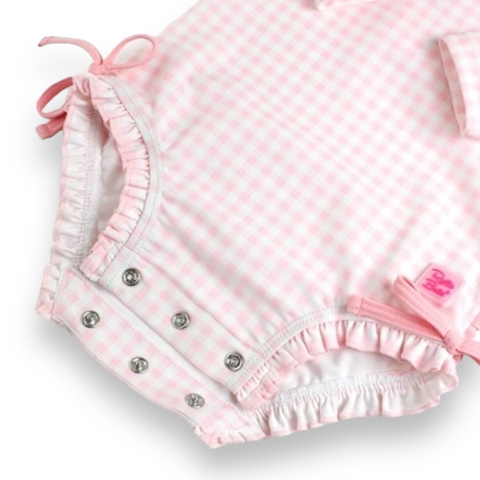 Ruffle Butts Pink Gingham One Piece Rash Guard Swim