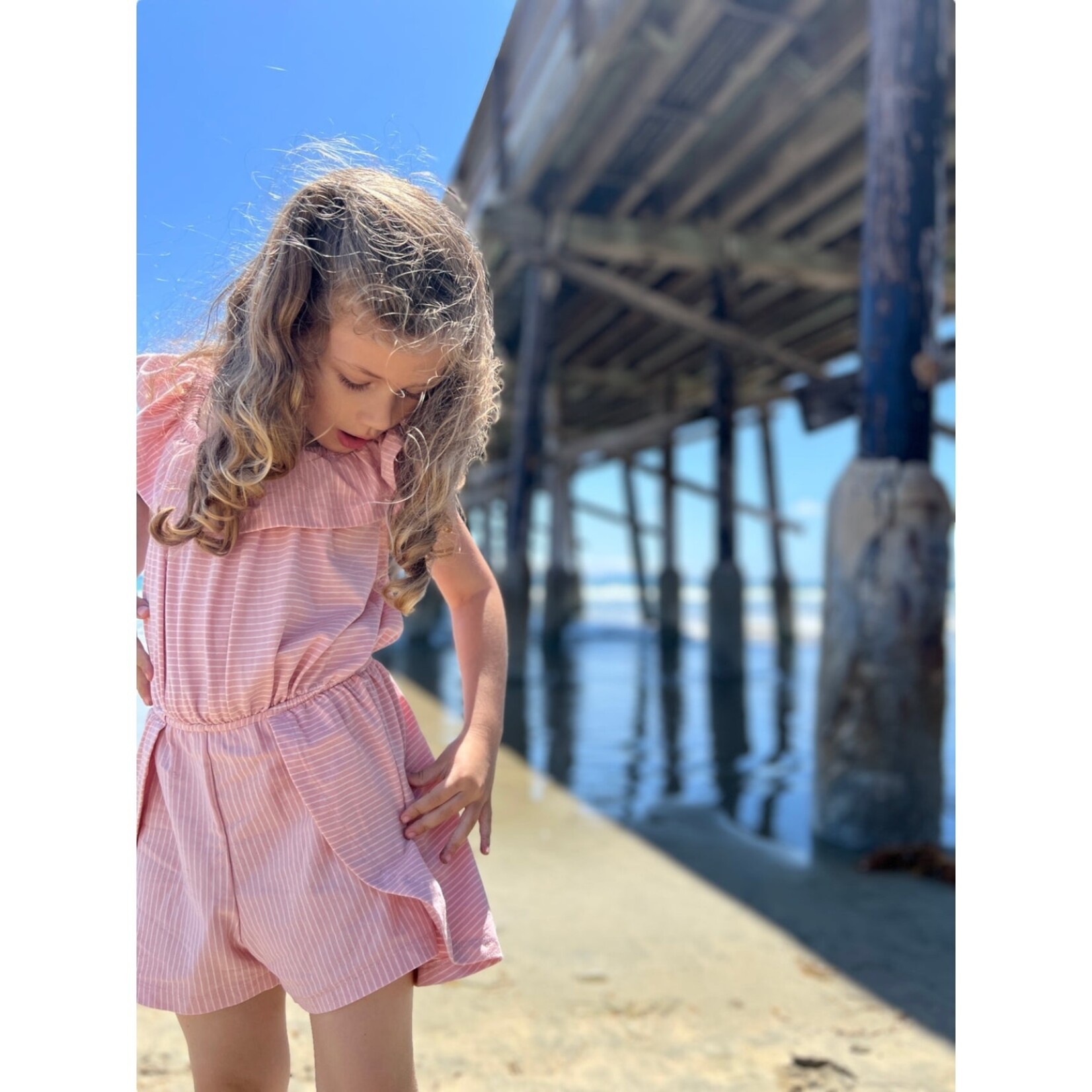 Vignette Pink Stripe Dolly Romper