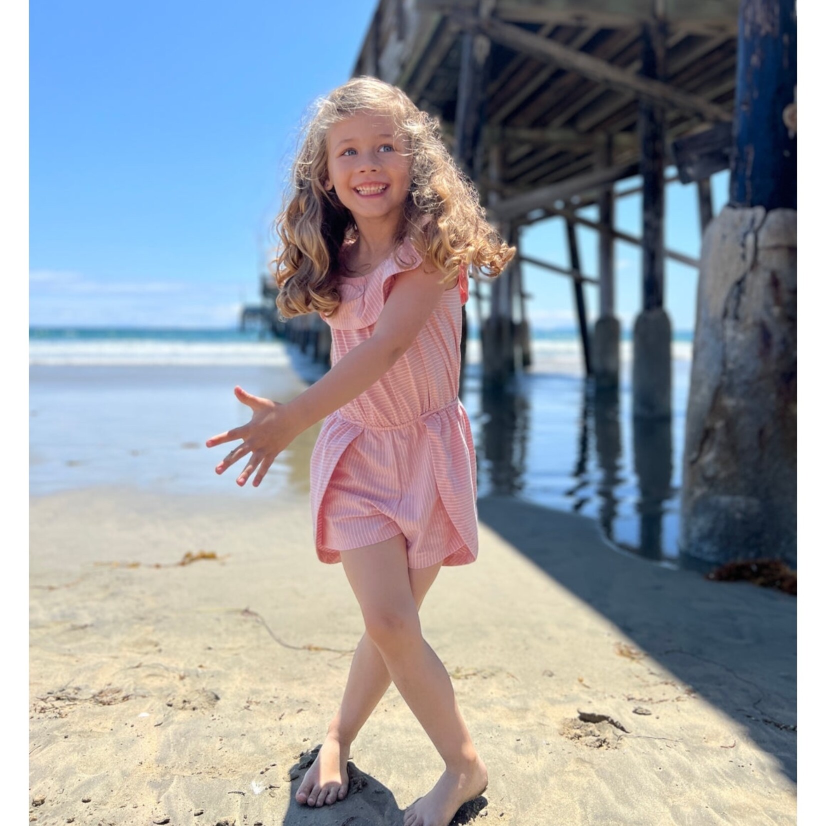 Vignette Pink Stripe Dolly Romper