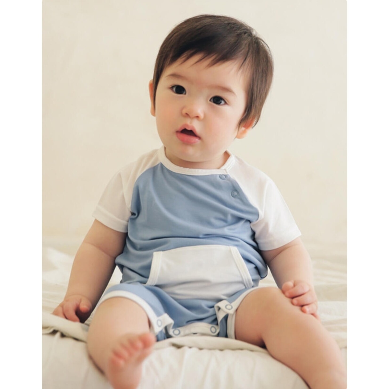 Blue Color Block Romper