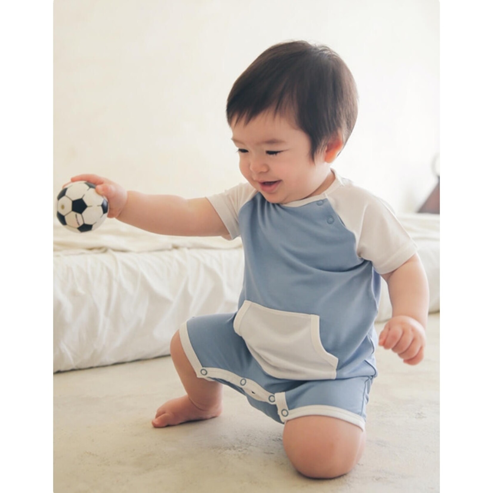 Blue Color Block Romper