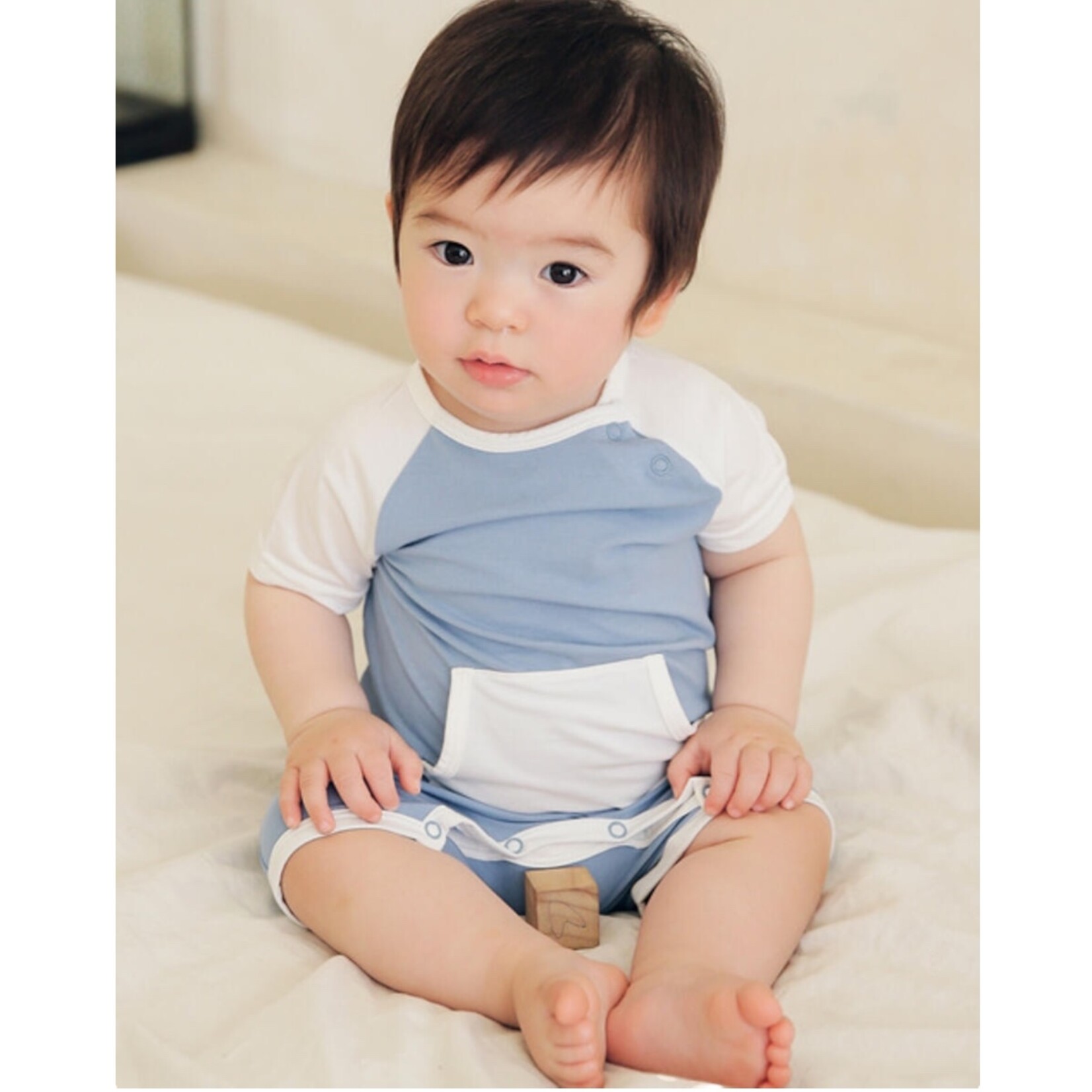 Blue Color Block Romper