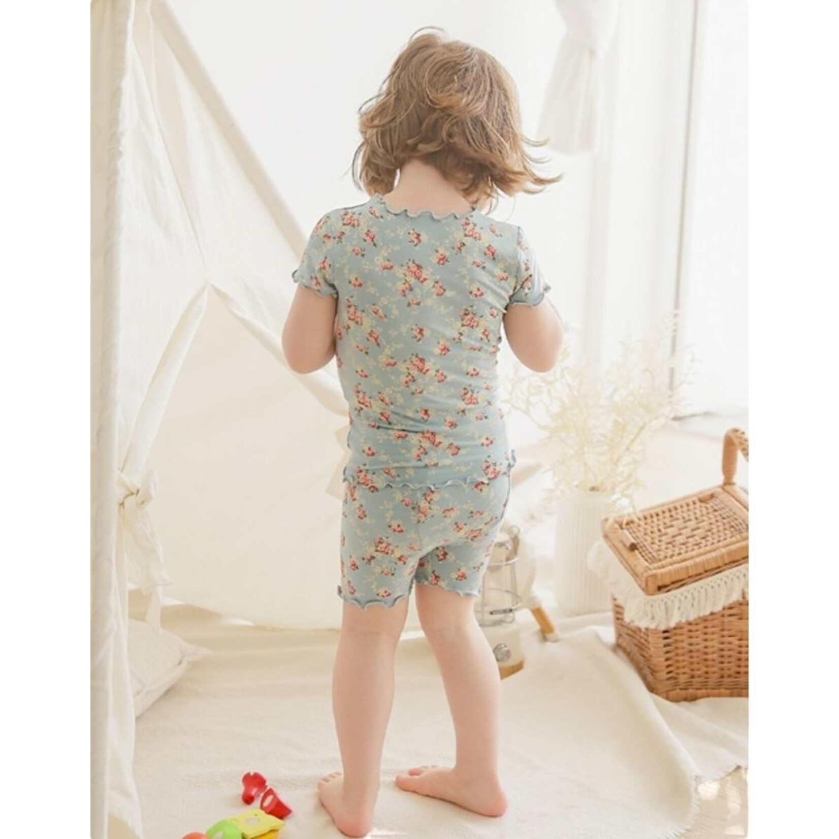 Flower Mint Curly Shortie PJ Set