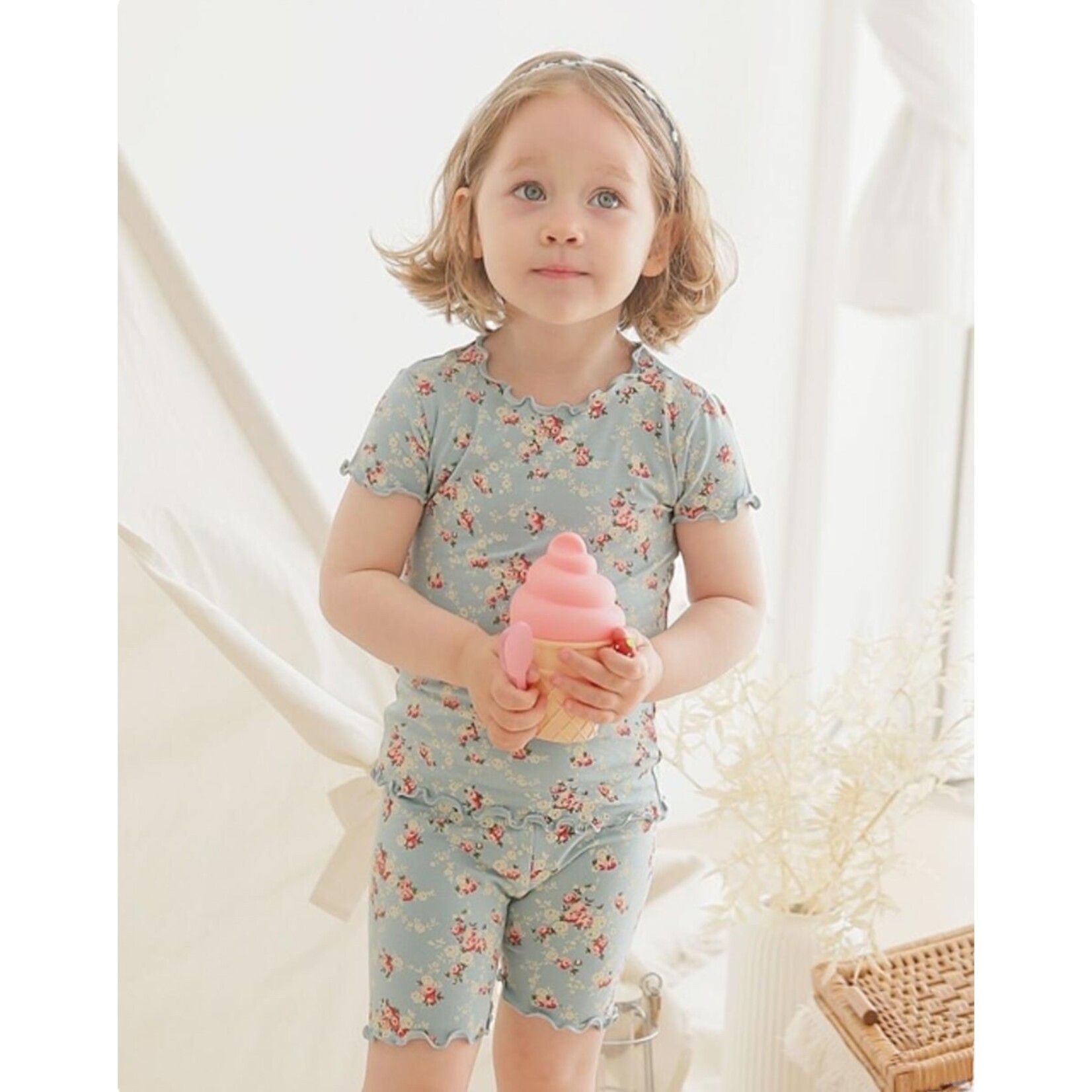 Flower Mint Curly Shortie PJ Set