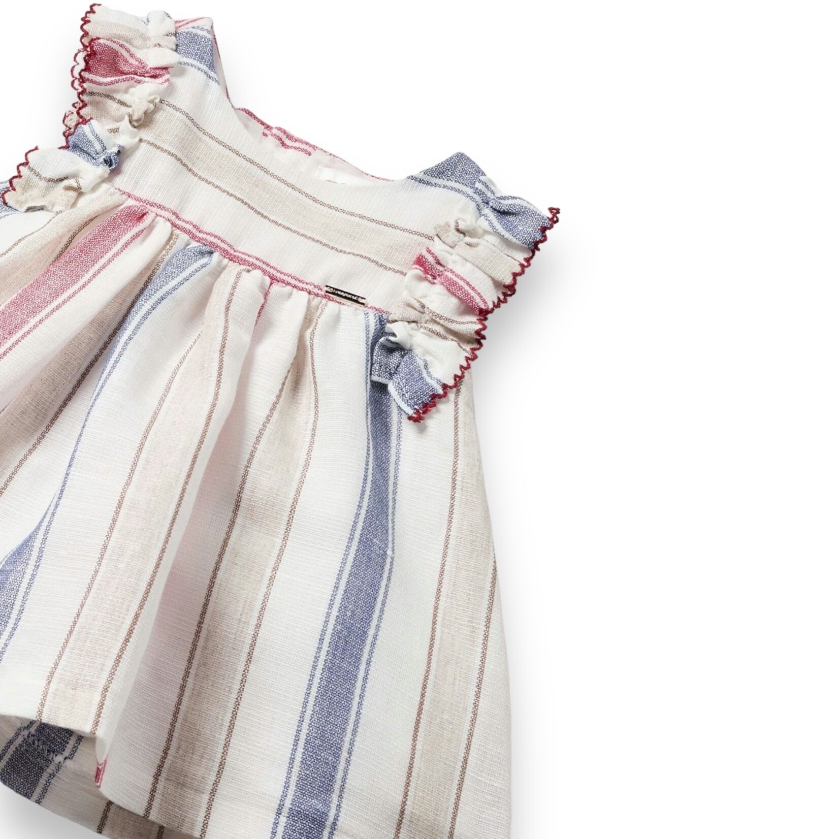 Mayoral Red Linen Striped Dress Set