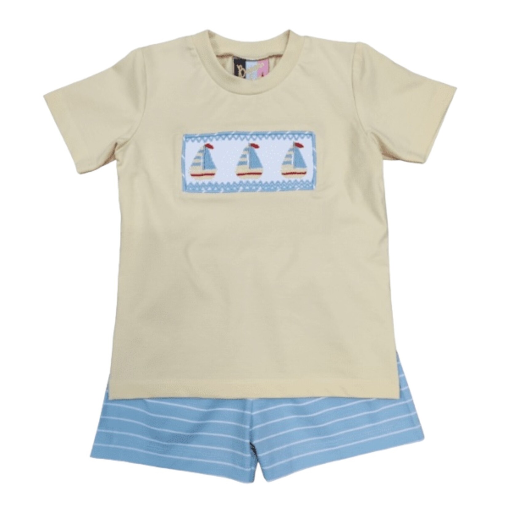 Banana Split Sailboat Smocked Boy Short Set