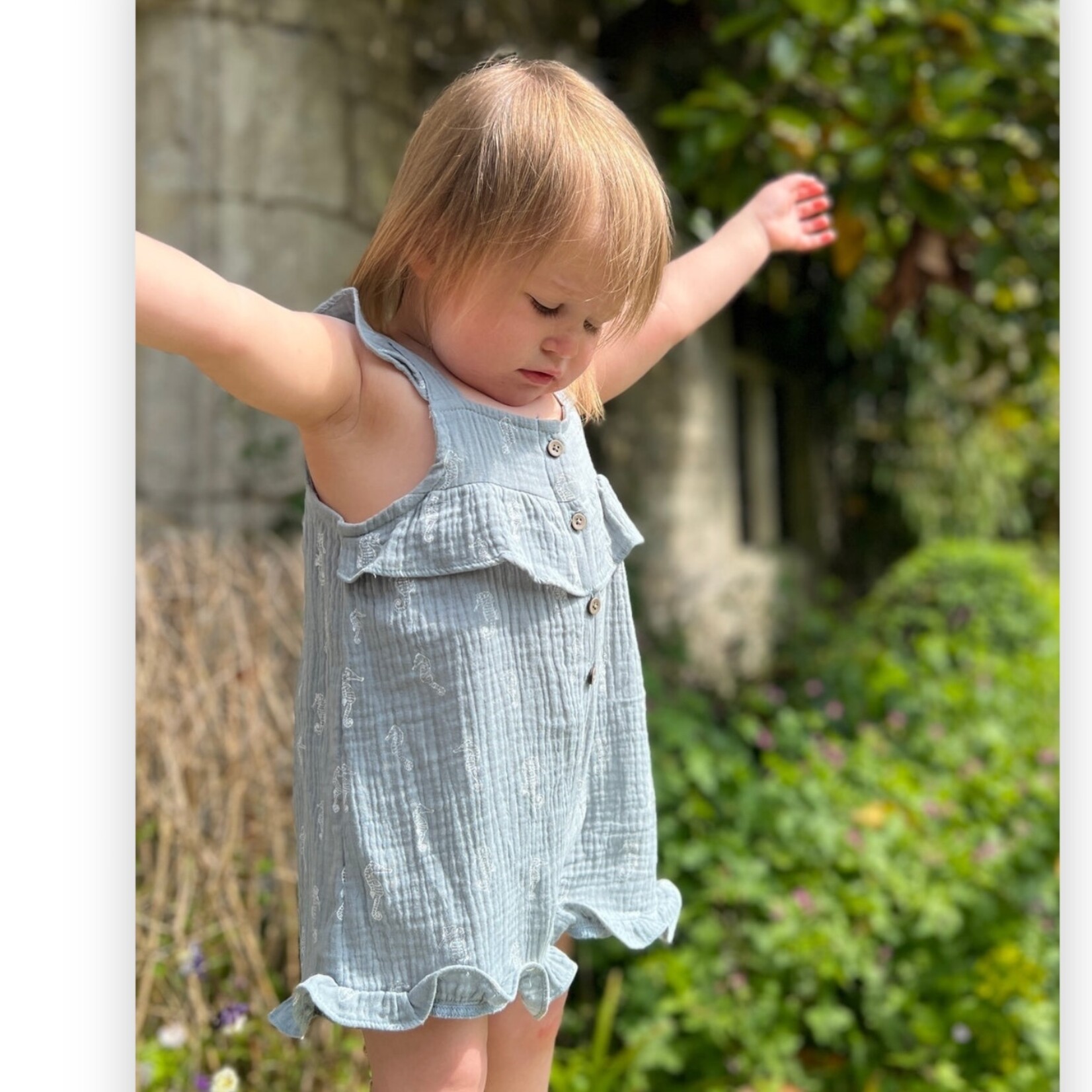 Ettie + H Blue Seahorses Romper