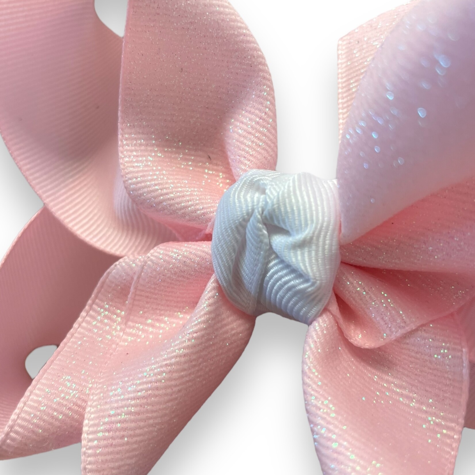 5" Pink/White Sparkle Bow