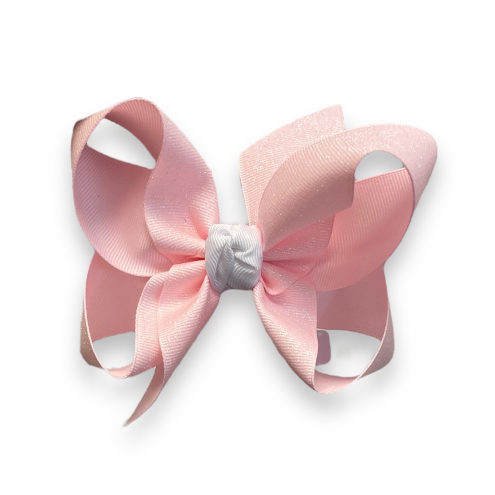 5" Pink/White Sparkle Bow