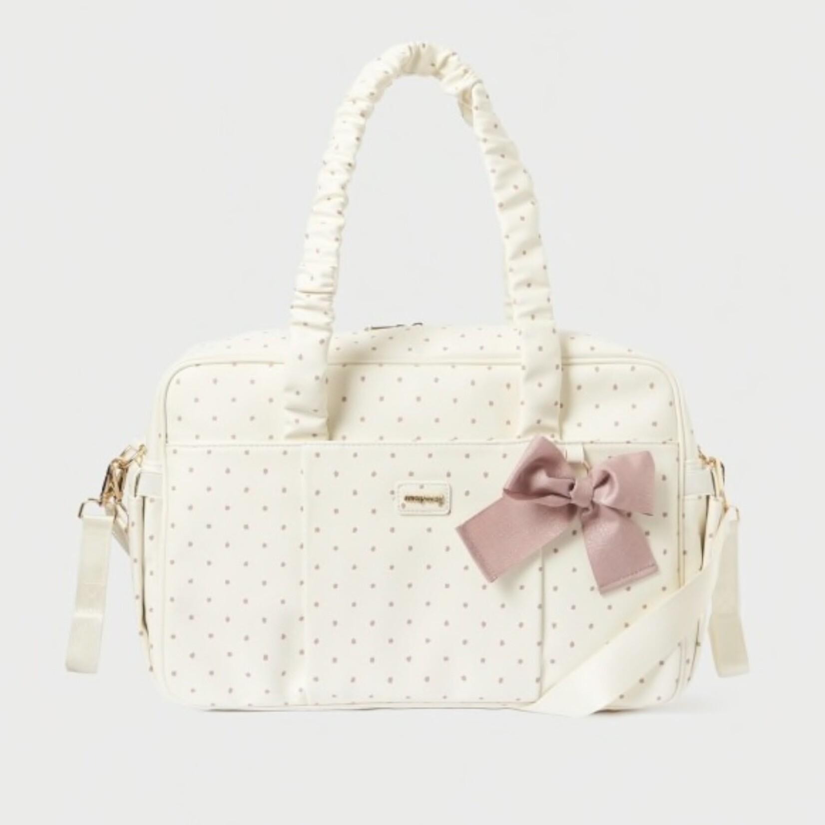 Mayoral Polka Dot Diaper Bag Set - Cream
