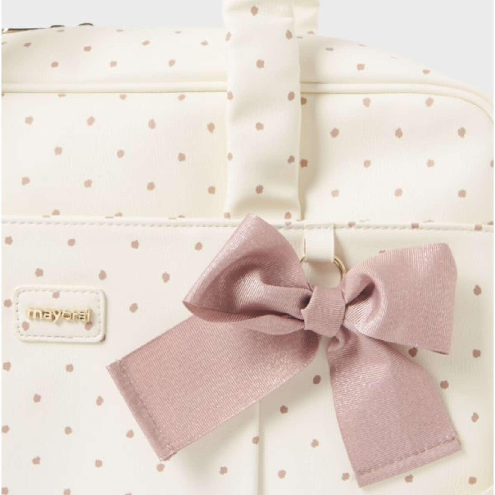 Mayoral Polka Dot Diaper Bag Set - Cream