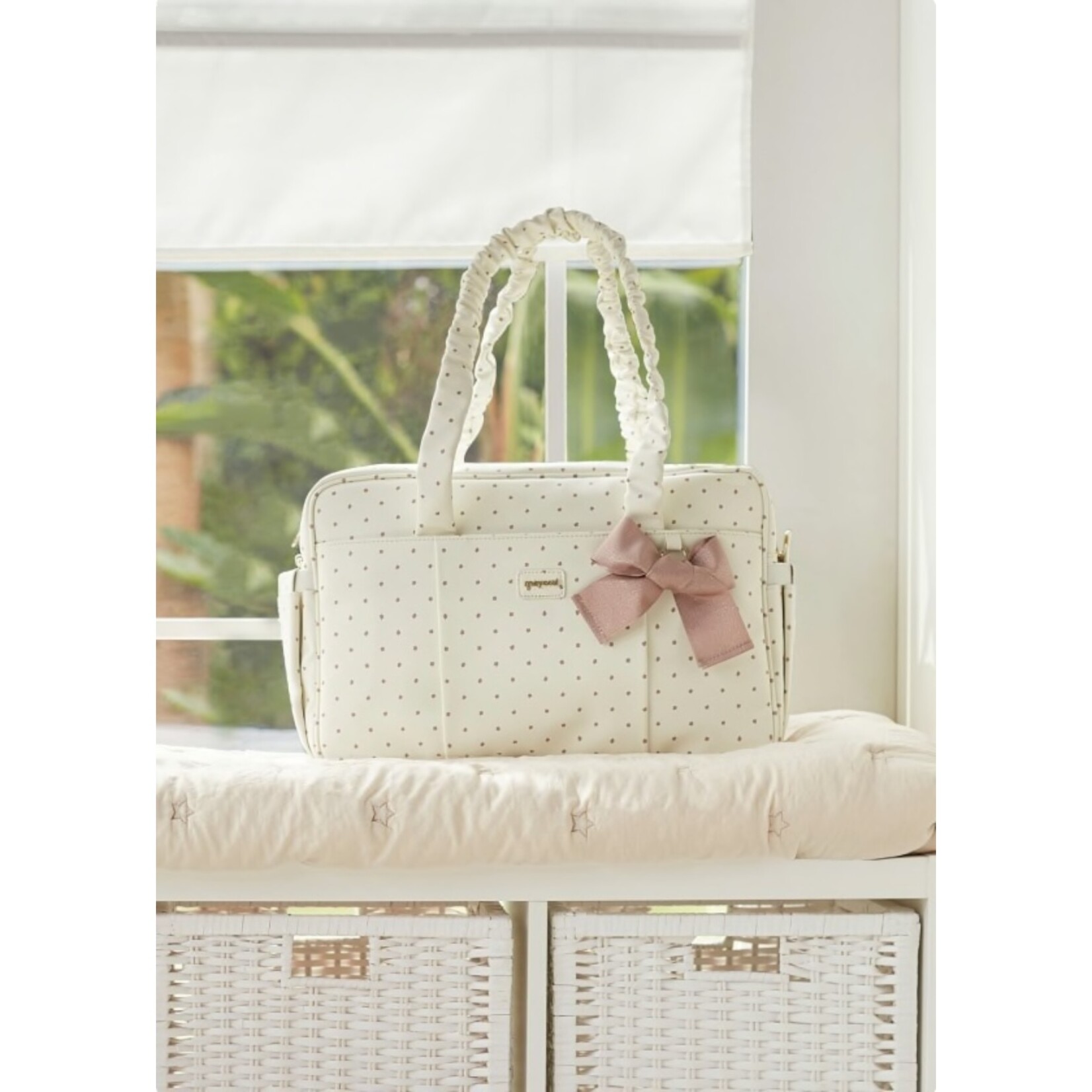 Mayoral Polka Dot Diaper Bag Set - Cream