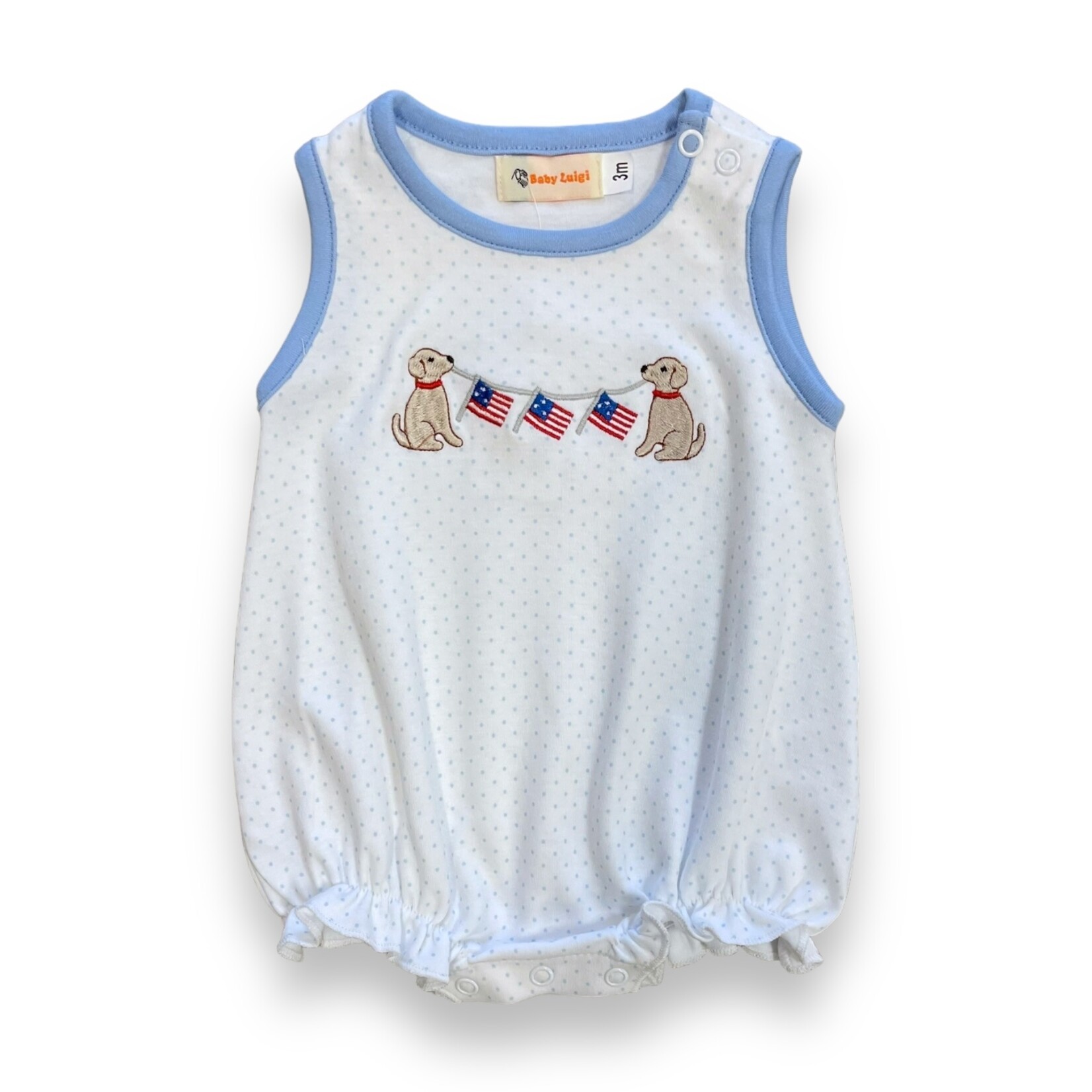 Luigi Kids Blue Puppies & Flag Ruffle Bubble