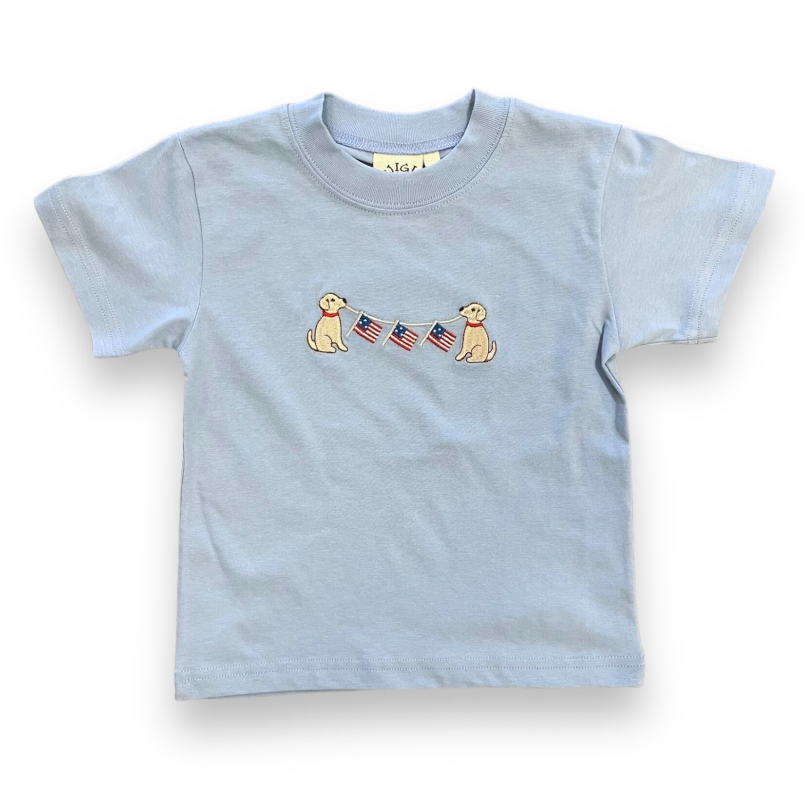 Luigi Kids Blue Puppies & Flag Shirt