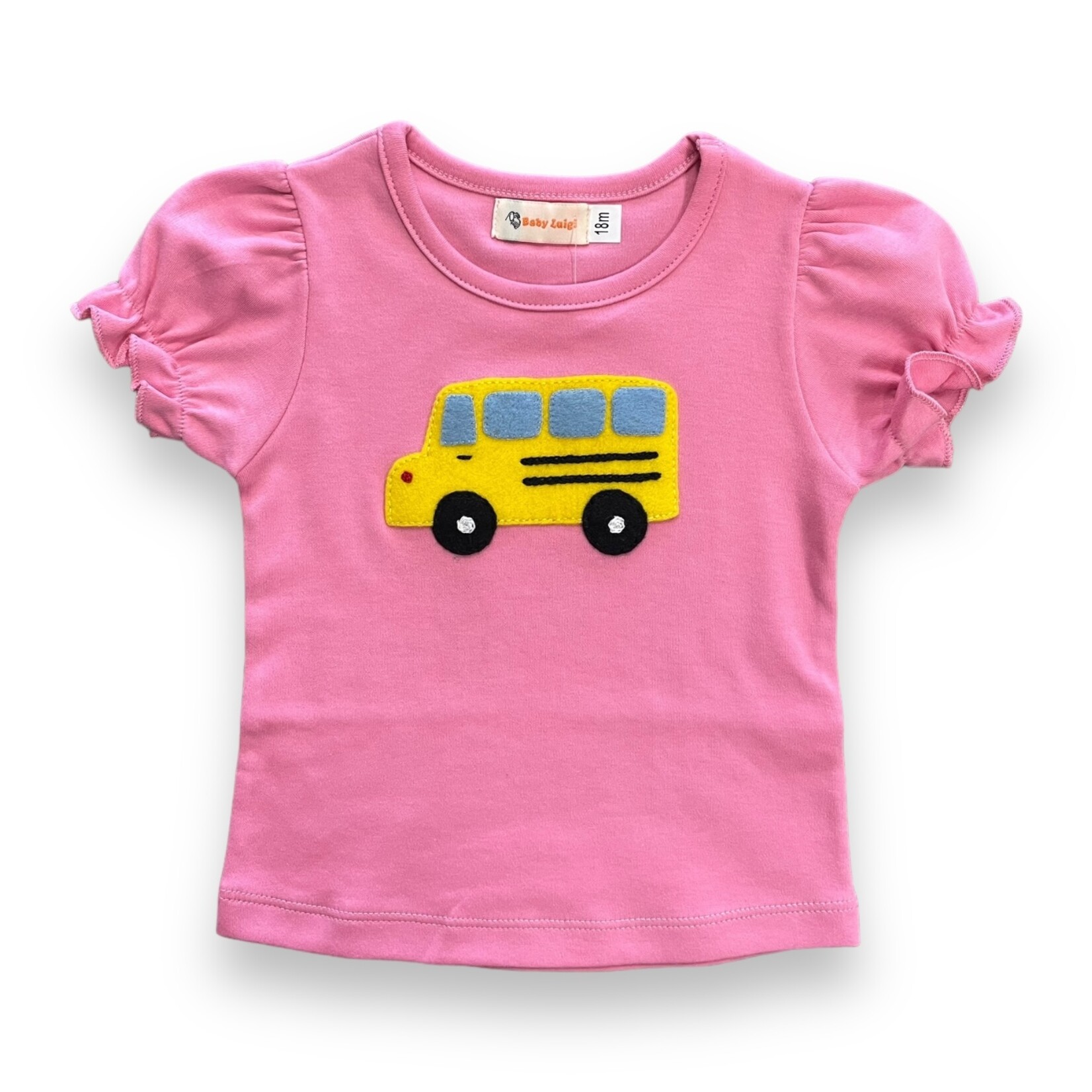 Luigi Kids Pink School Bus Ruffle Shirt