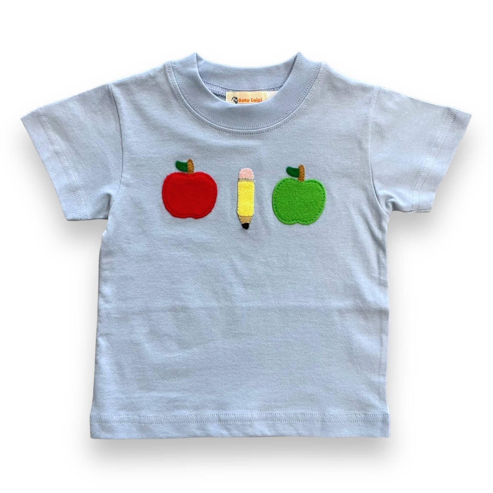 Luigi Kids Apples & Pencil Blue Shirt