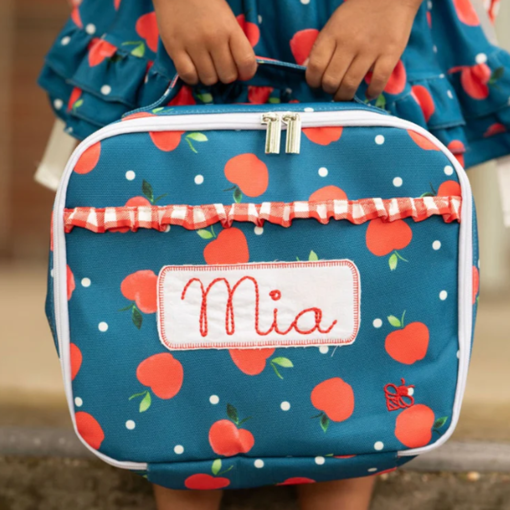Apples on Navy Lunch Bag