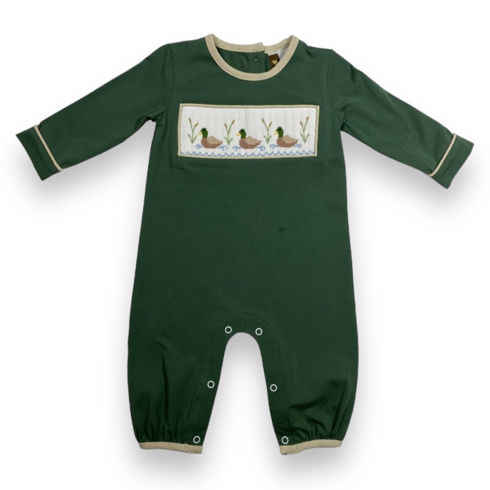 Banana Split Mallard Duck Smocked Boy Romper