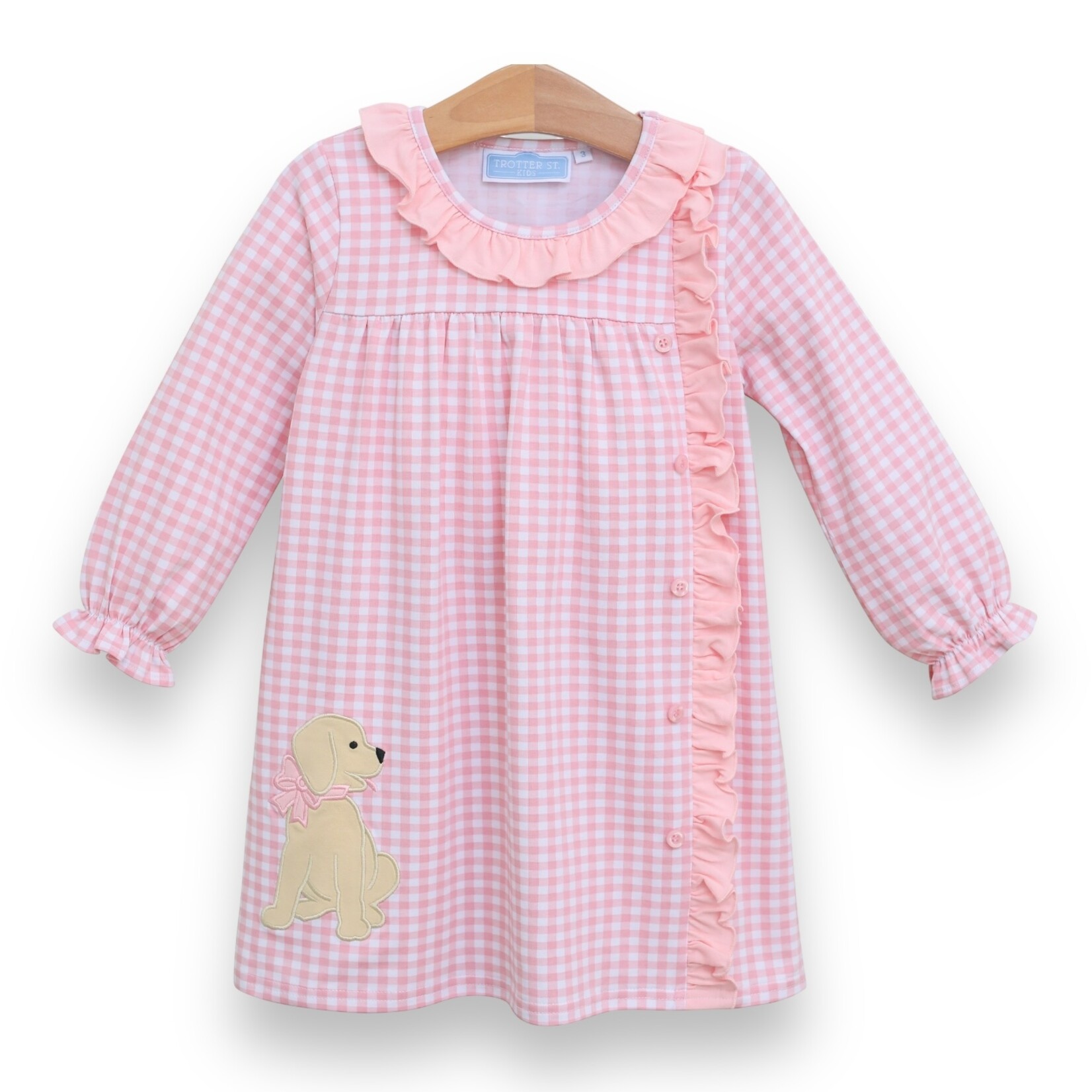 Trotter Street Kids Pink Puppy Gingham Dress