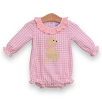 Trotter Street Kids Pink Puppy Gingham Ruffle Bubble