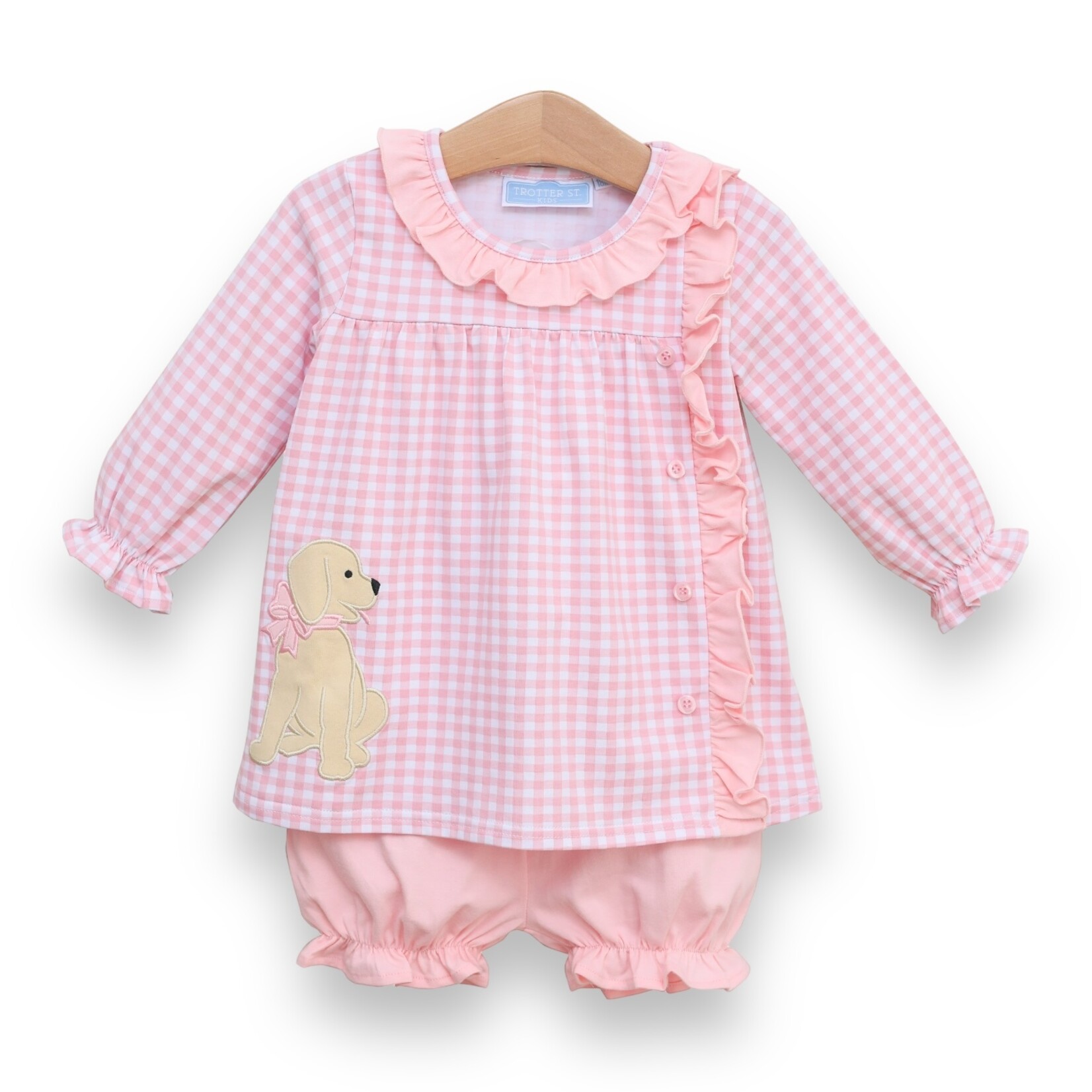 Trotter Street Kids Puppy Gingham Bloomer Set