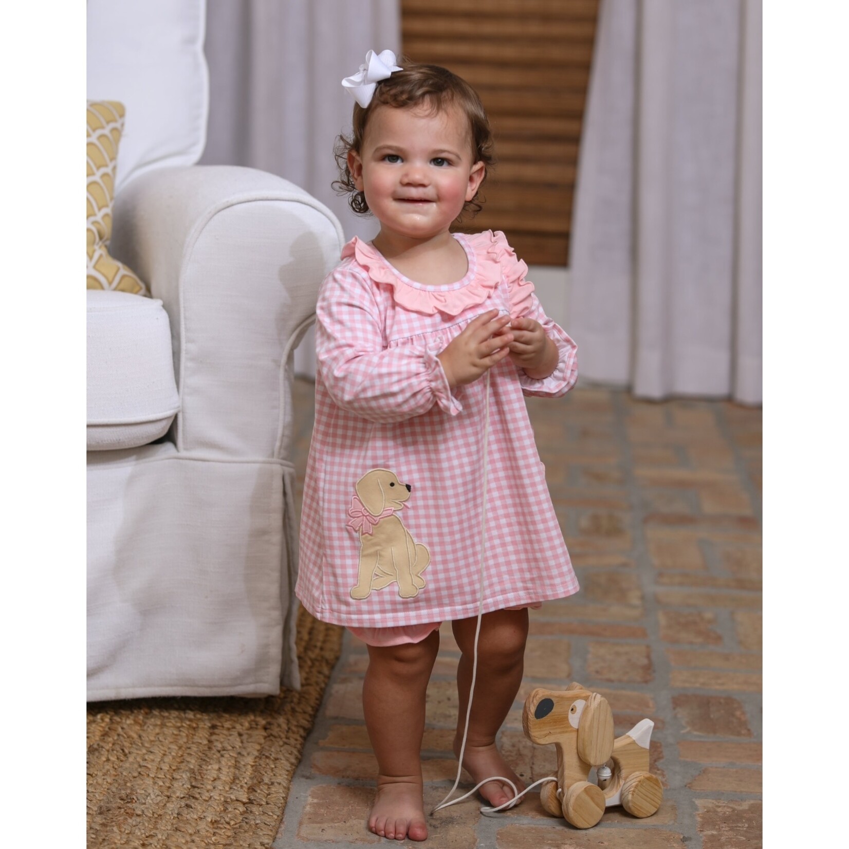 Trotter Street Kids Puppy Gingham Bloomer Set