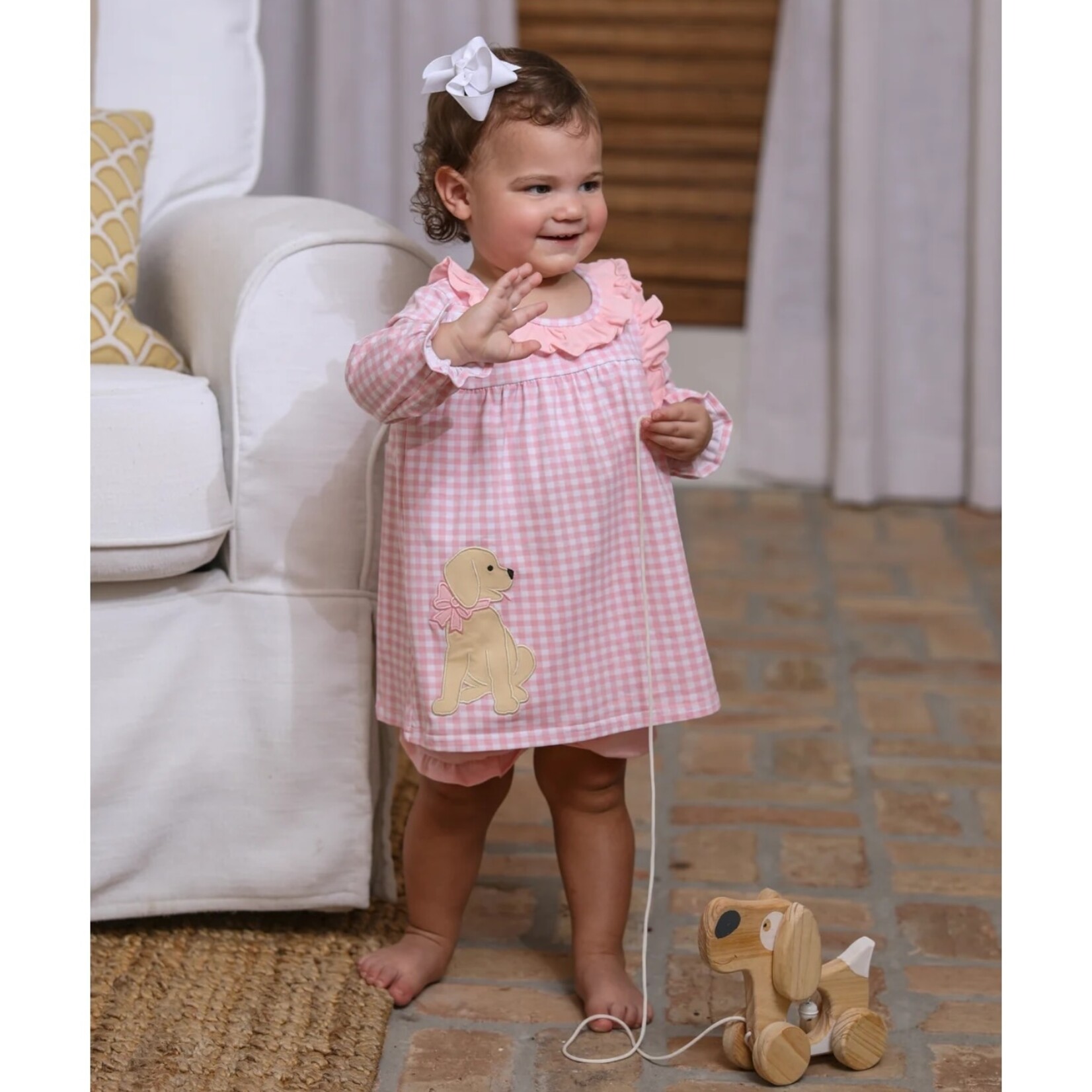Trotter Street Pink Puppy Gingham Bloomer Set - Ruffle Me This Trotter Street Pink Puppy Gingham Bloomer Set - Ruffle Me This