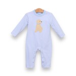 Trotter Street Kids Blue Puppy Gingham Romper