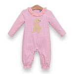 Trotter Street Kids Pink Puppy Gingham Ruffle Romper