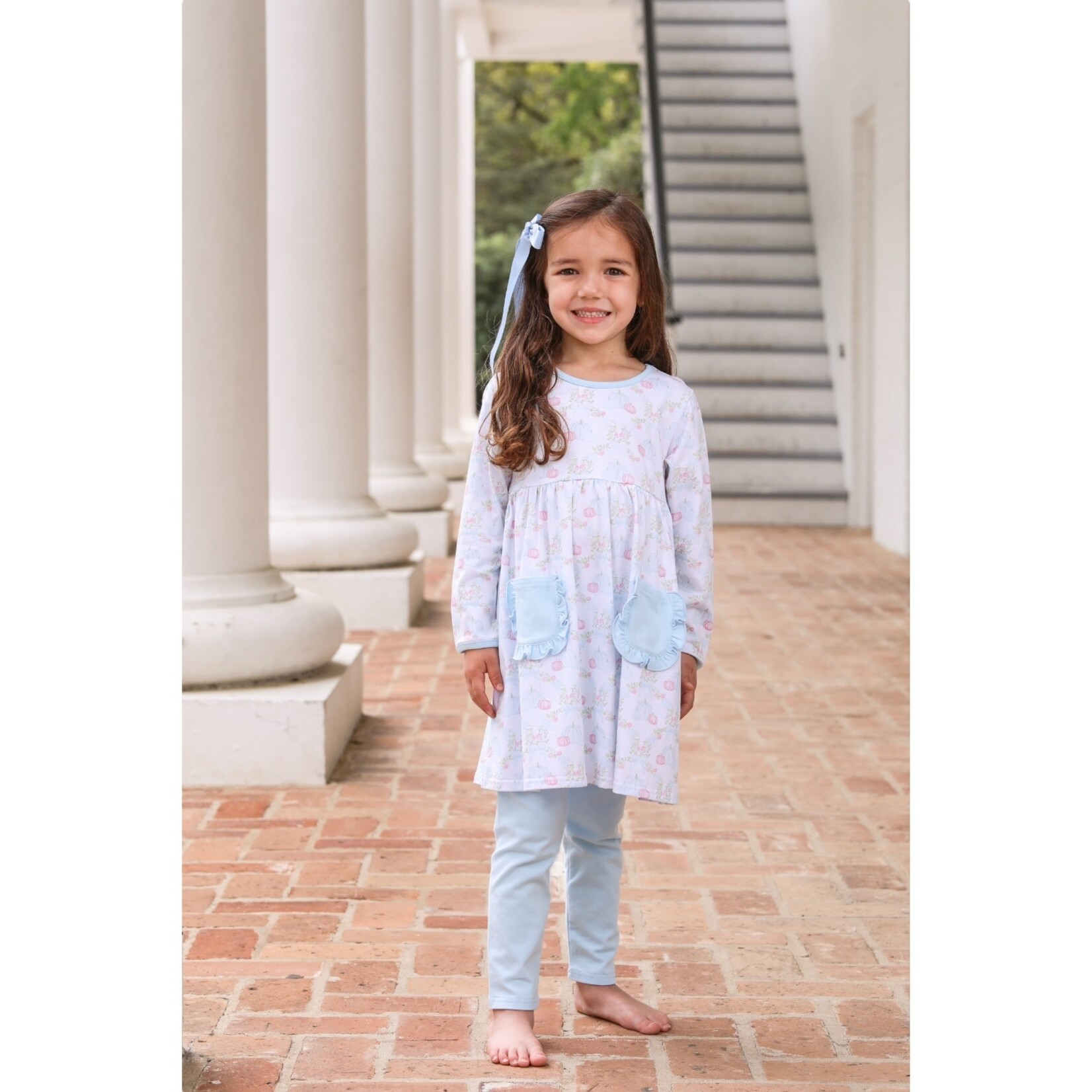 Trotter Street Kids Pumpkin Floral Dress Set