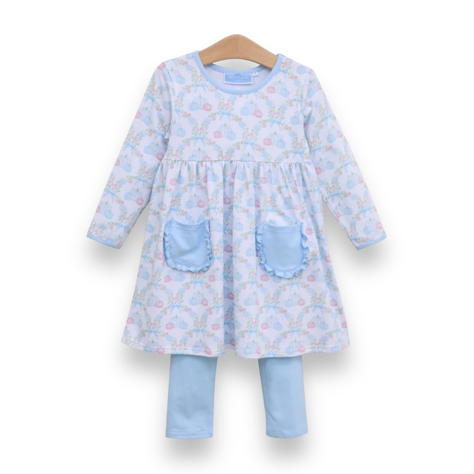 Trotter Street Kids Pumpkin Floral Dress Set