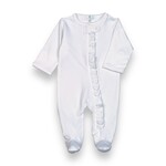 Baby Loren White Ruffle Zipper Footie