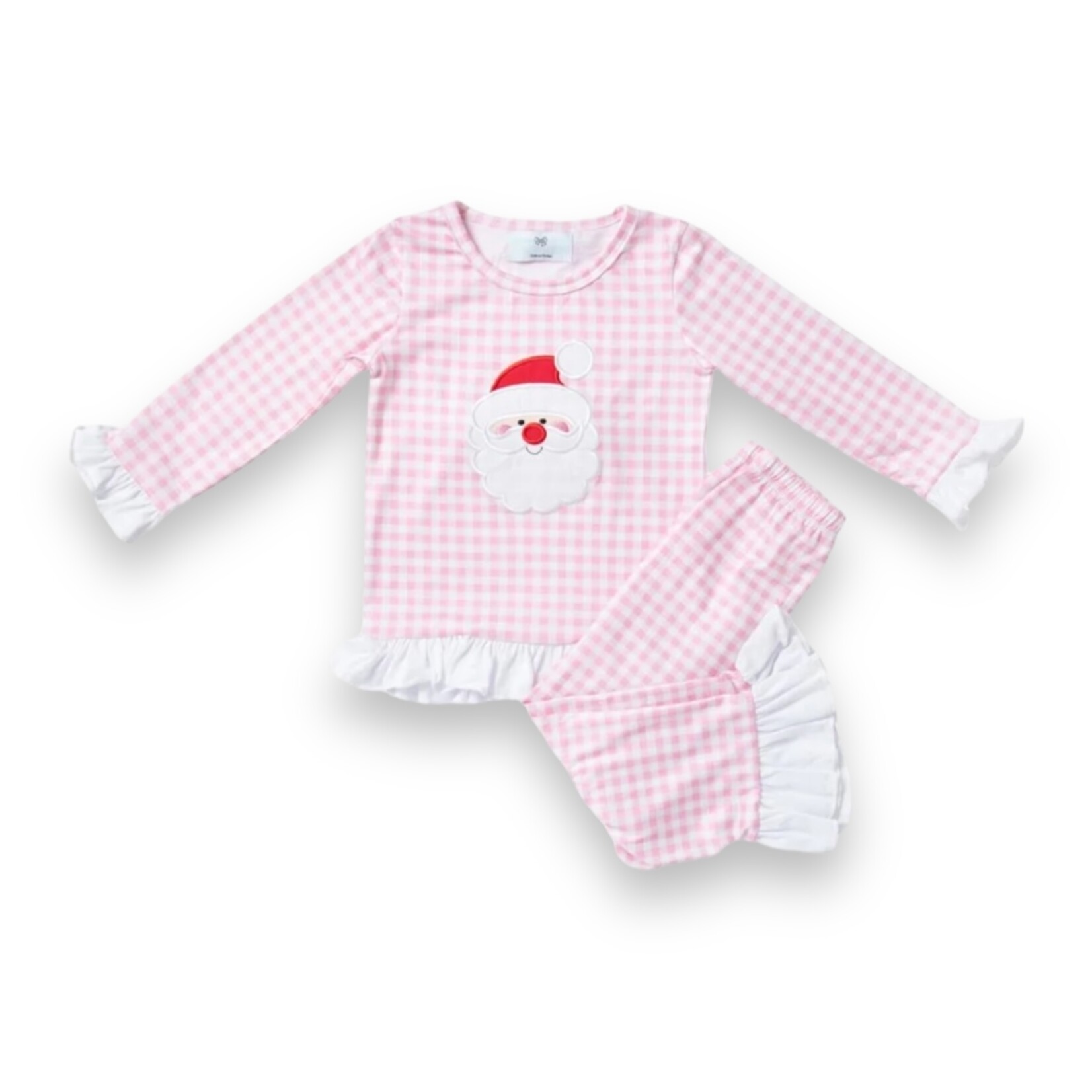 City Beautiful Pink Gingham Santa PJ Set