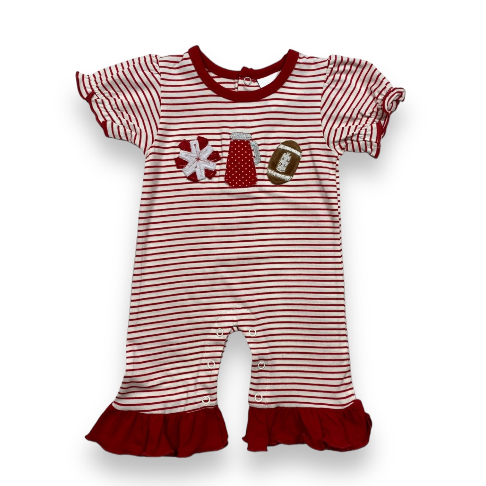Three Sisters Red Football Girl Romper