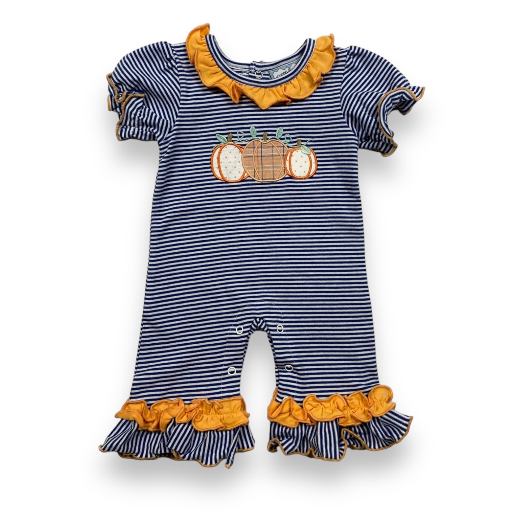Three Sisters Pumpkin Applique Girl Romper