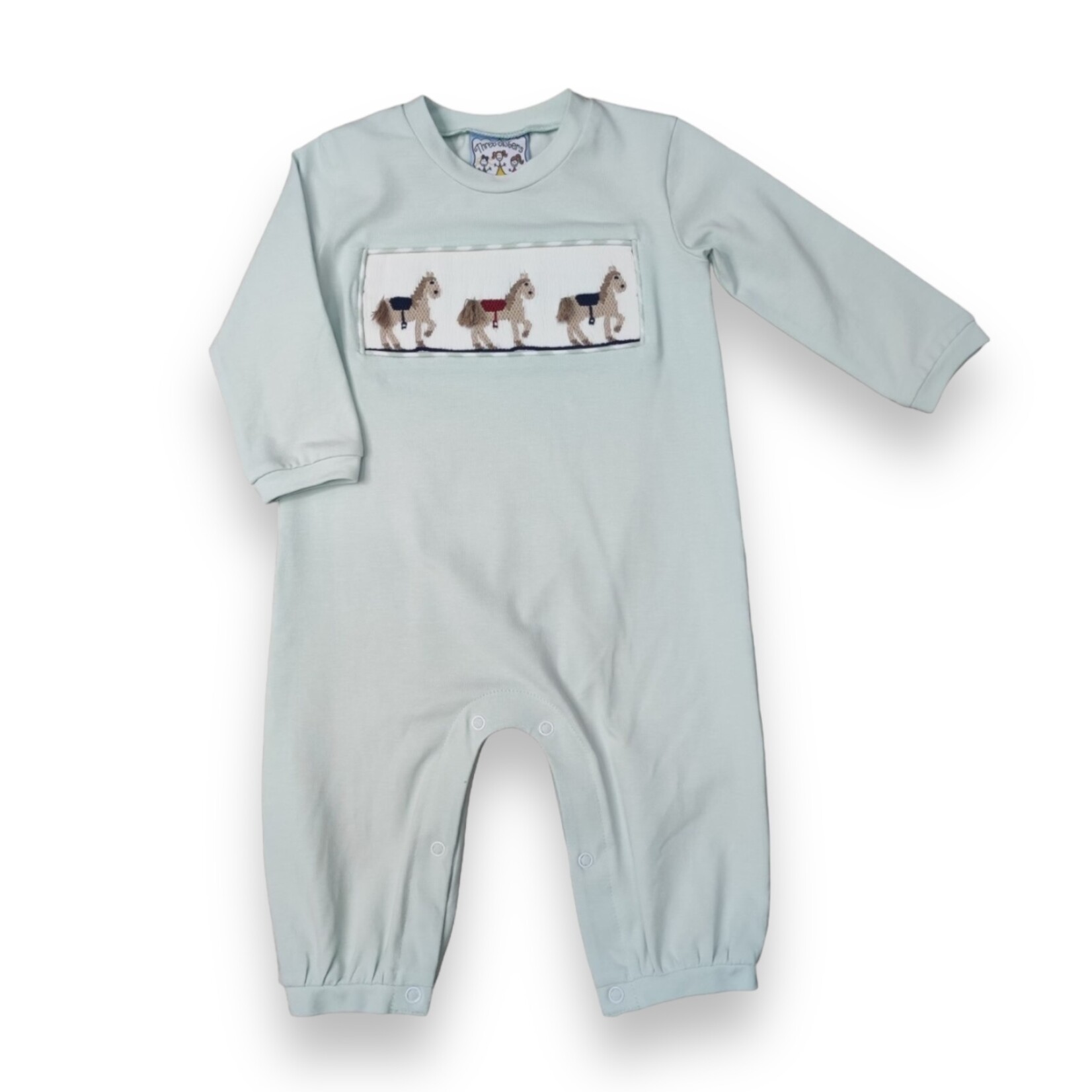 Three Sisters Horse Smocked Boy Romper